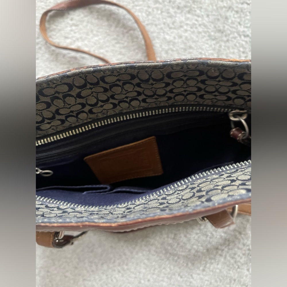 Coach Stylish Brown and Denim Blue Patterned Women's Bag - Picture 4 of 4